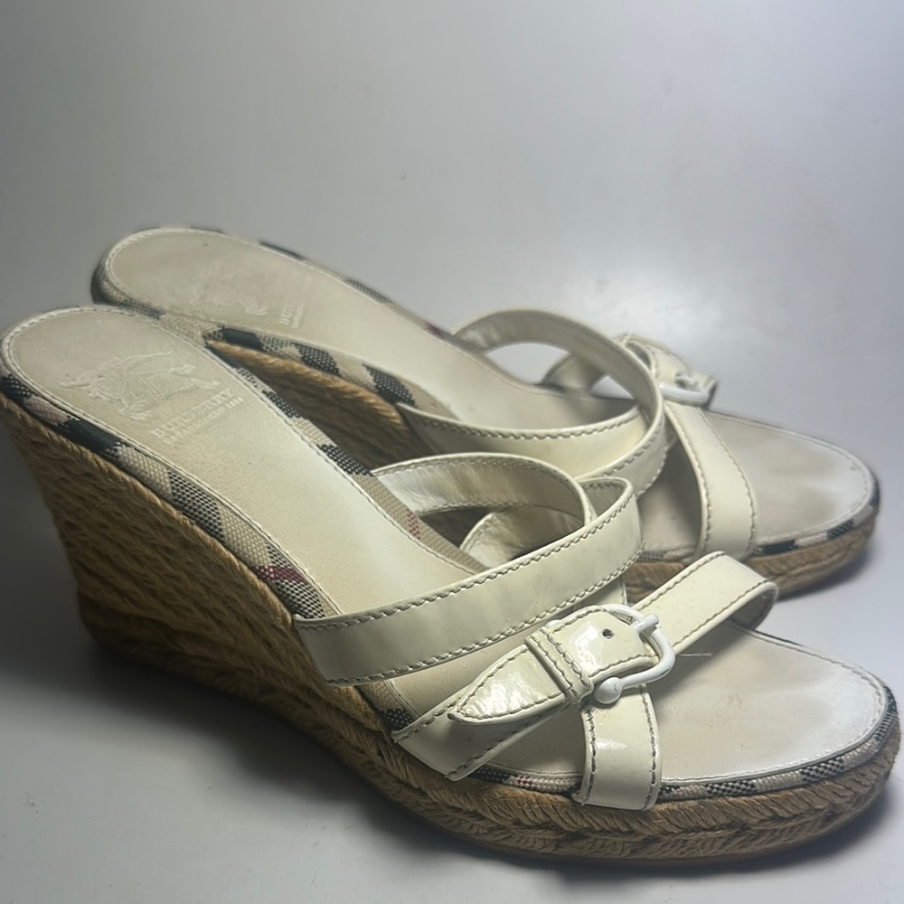 Burberry Nova Check Wedge Sandals Size 36